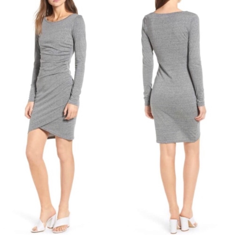 Leith rouched grey long sleeve dress